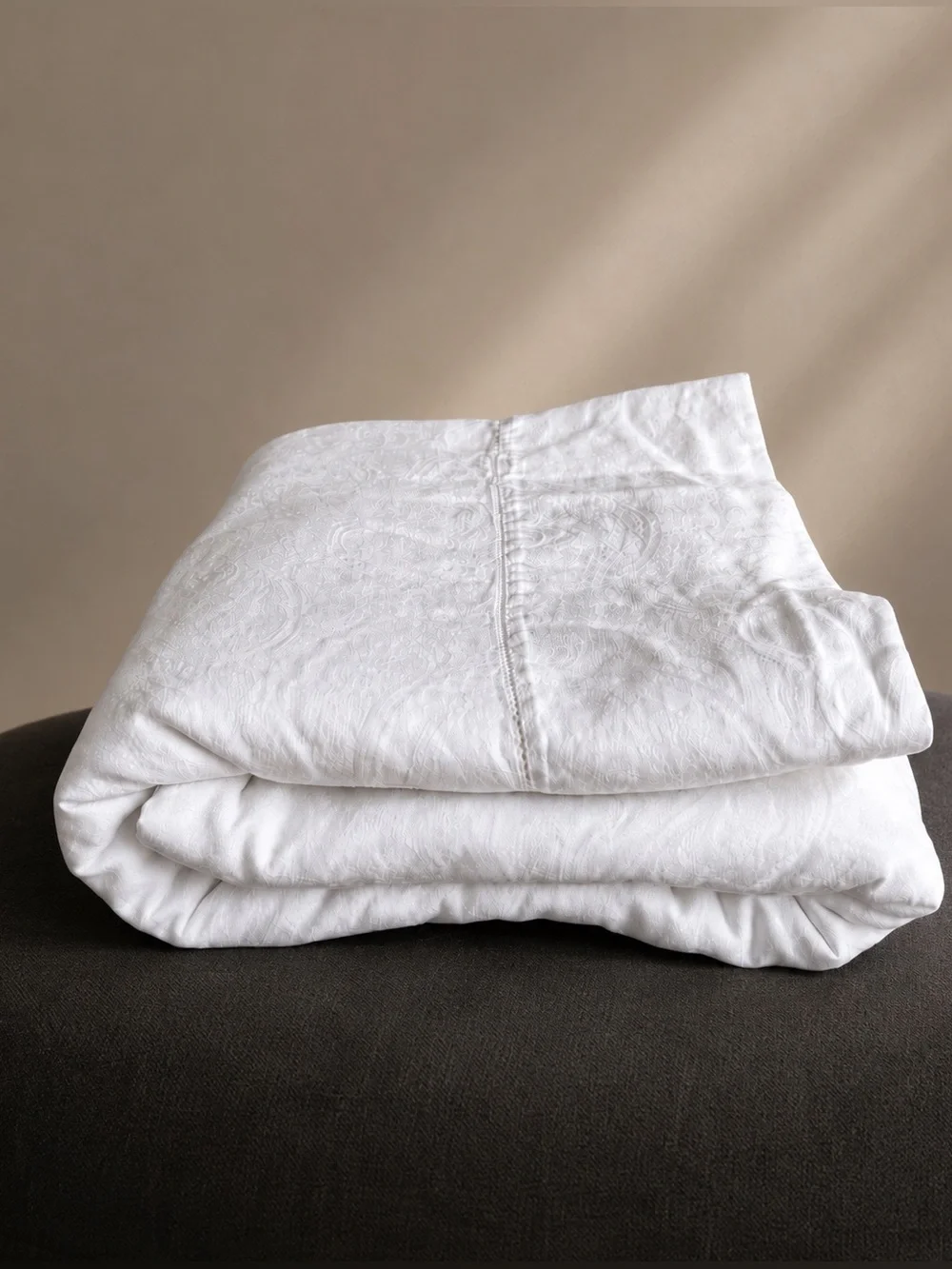 SFERRA Egyptian Cotton White Paisley Jacquard Flat Sheet Italy